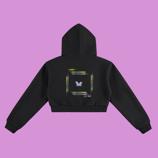 UNNEVN FLUTTER//STATE — Cropped Hoodie